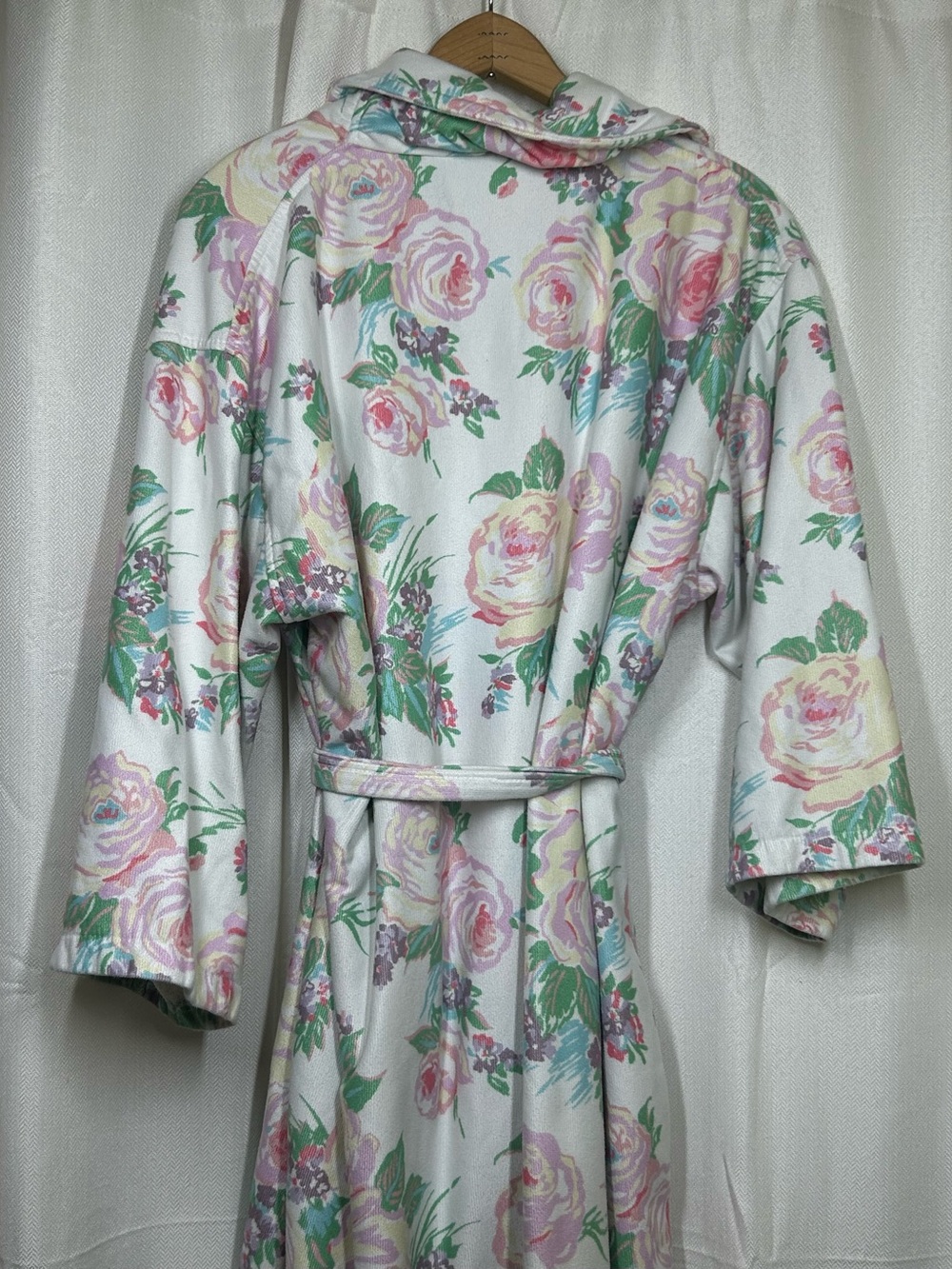Dorothy Draper Princess Grace Rose Robe One Size Floral Belted - Picture 5 of 7
